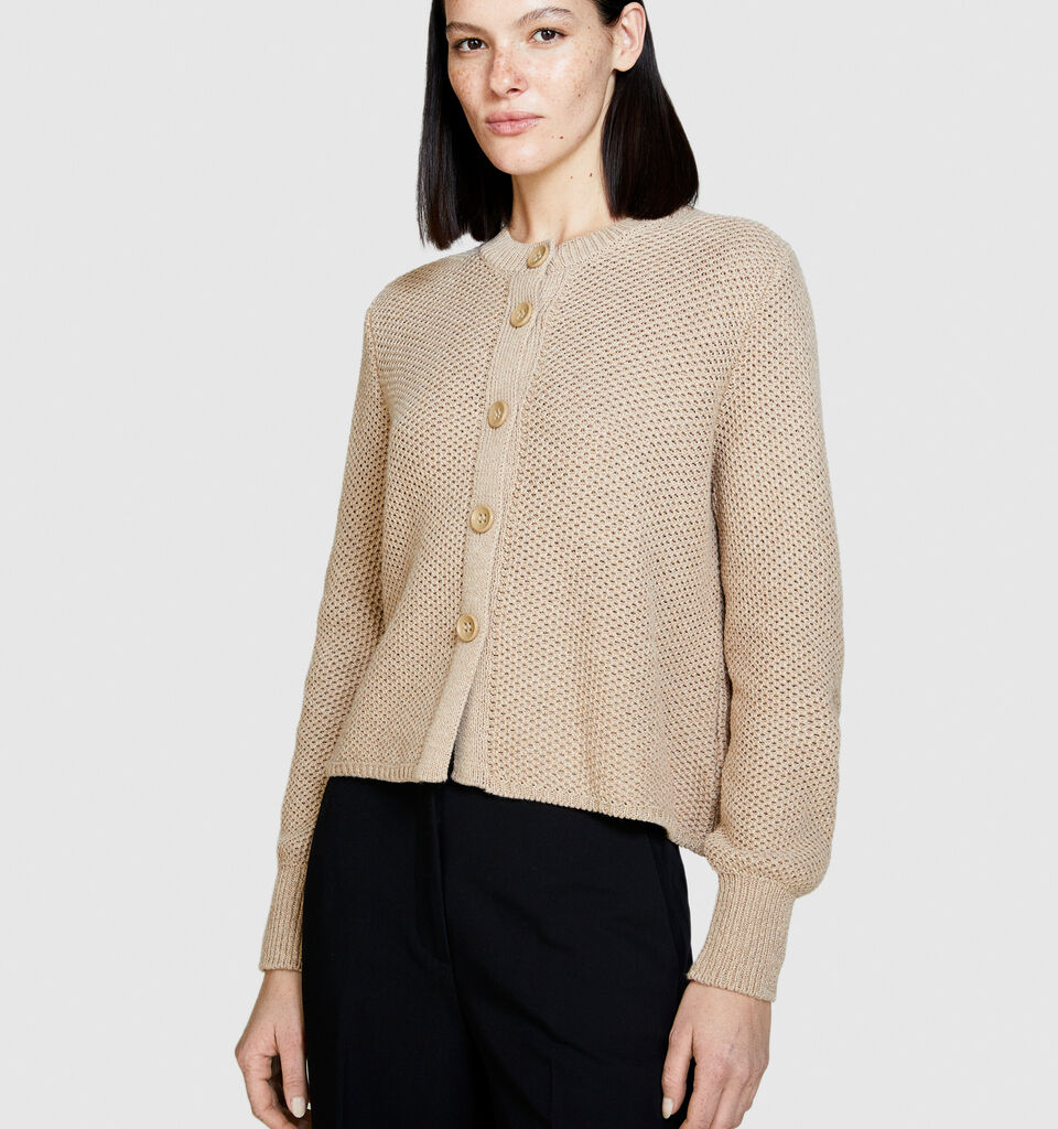 Cardigan with buttons - women's cardigans - Beige | Sisley image number 4